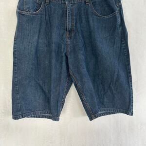 Rocawear Denim Shorts Mens 42 Dark Wash Relaxed Fit Red Logo Y2K Hip Hop